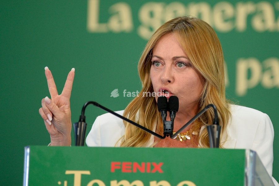 Italy, Rome, 20 September, 2026 : Fenix, meeting of 'Gioventu' Nazionale', youth organization of Fratelli d'Italia. Pictured : Premier Giorgfia Meloni