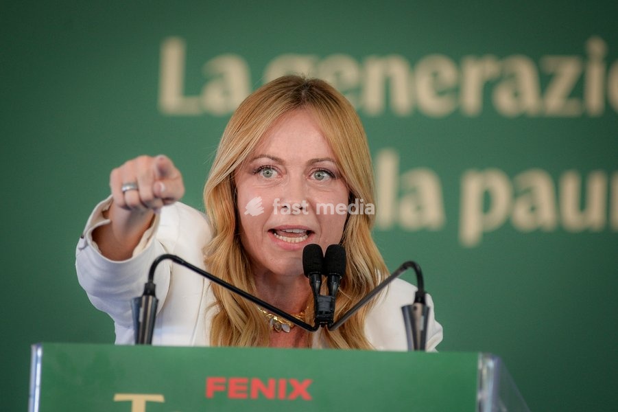 Italy, Rome, 20 September, 2026 : Fenix, meeting of 'Gioventu' Nazionale', youth organization of Fratelli d'Italia. Pictured : Premier Giorgfia Meloni