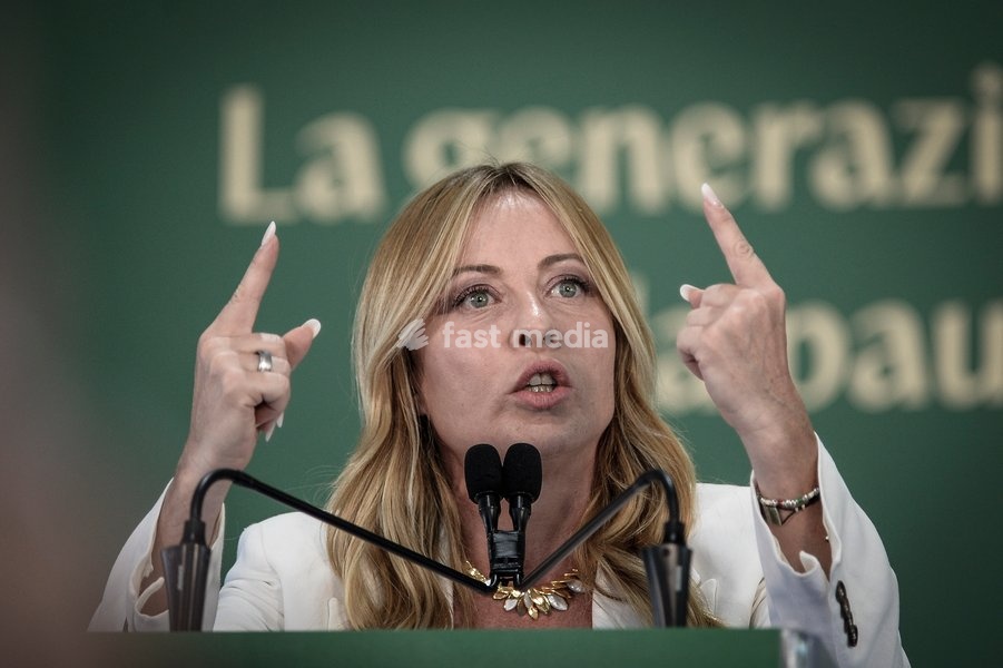 Italy, Rome, 20 September, 2026 : Fenix, meeting of 'Gioventu' Nazionale', youth organization of Fratelli d'Italia. Pictured : Premier Giorgfia Meloni