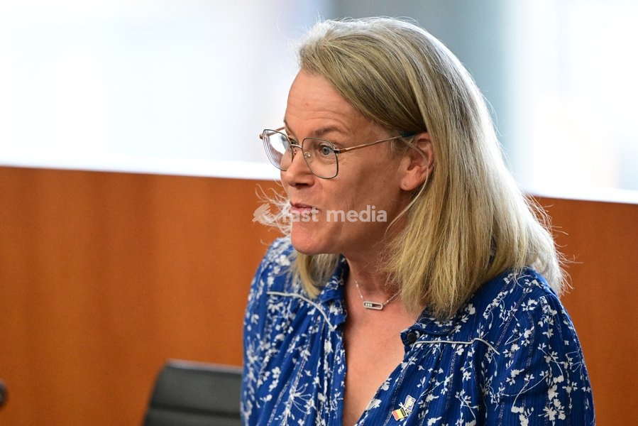 MR Amelie Pans pictured during a plenary session of the Brussels Parliament in Brussels, Monday 21 September 2026. Today is the so-called Rentree, the first plenary session after the summer holidays