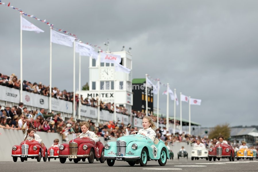 Young racers compete in The Settrington Cup on day two of Goodwood Revival presented by Dunlop at the Goodwood Motor Circuit in Chichester, West Sussex. Picture date: Saturday September 19, 2026. This year's Revival is bringing La Dolce Vita to life with a track parade of over 300 Vespas and…