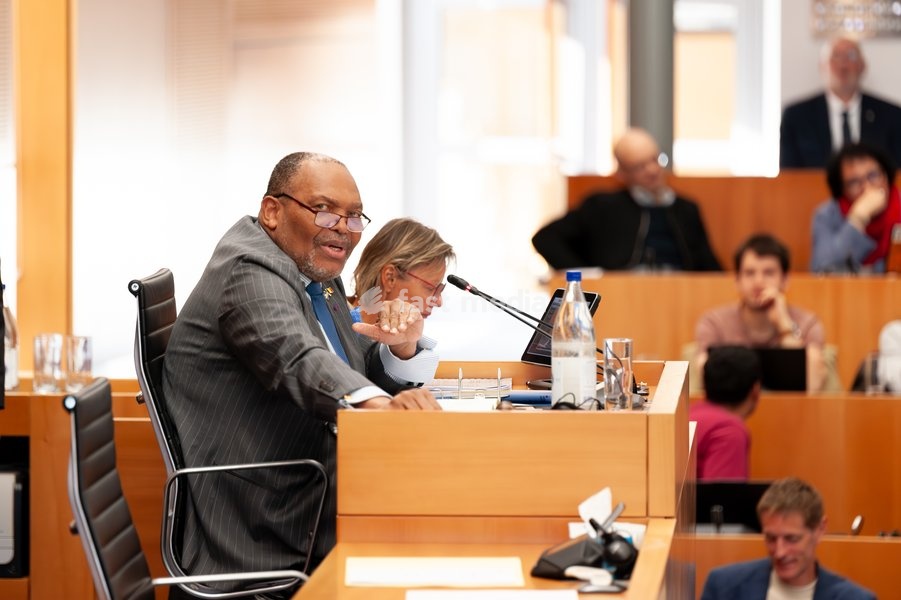 MR Bertin Mampaka Mankamba pictured during a plenary session of the Brussels Parliament in Brussels, Saturday 20 September 2025. Today is the so-called Rentree, the first plenary session after the summer holidays