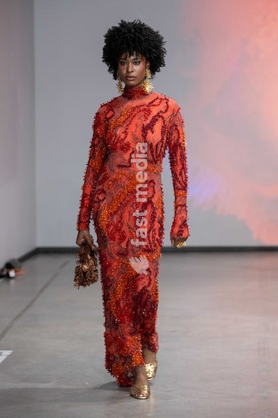 A model walks the runway during the Onalaja Spring Summer 2027 show at London Fashion Week, London, UK, 17 September 2026