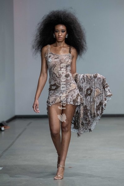 A model walks the runway during the Onalaja Spring Summer 2027 show at London Fashion Week, London, UK, 17 September 2026
