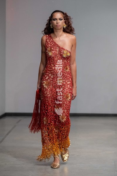 A model walks the runway during the Onalaja Spring Summer 2027 show at London Fashion Week, London, UK, 17 September 2026