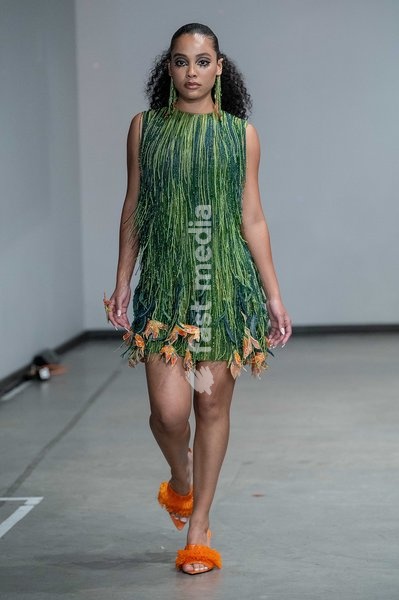 A model walks the runway during the Onalaja Spring Summer 2027 show at London Fashion Week, London, UK, 17 September 2026