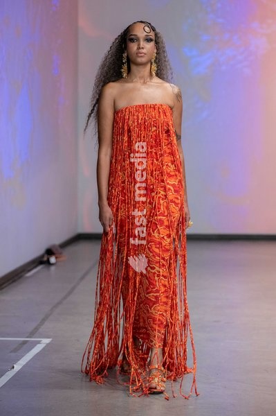 A model walks the runway during the Onalaja Spring Summer 2027 show at London Fashion Week, London, UK, 17 September 2026