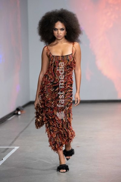 A model walks the runway during the Onalaja Spring Summer 2027 show at London Fashion Week, London, UK, 17 September 2026