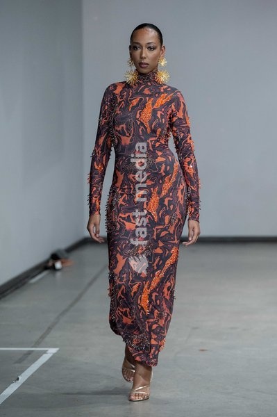 A model walks the runway during the Onalaja Spring Summer 2027 show at London Fashion Week, London, UK, 17 September 2026