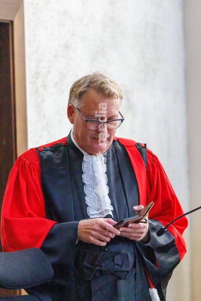 Public Prosecutor Serge Malefason pictured during the composition of the jury for the trial of C. Vanhaverbeke (48), who is facing charges of double murder and attempted murder, before the Assize Court of West-Flanders Province in Brugge, on Monday 21 September 2026