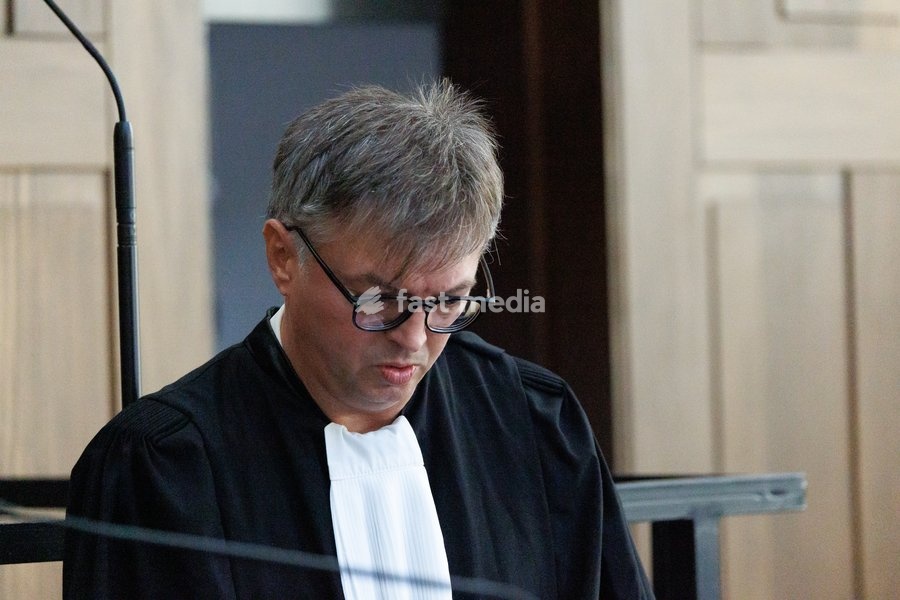 Lawyer Kristiaan Vandenbussche pictured during the composition of the jury for the trial of C. Vanhaverbeke (48), who is facing charges of double murder and attempted murder, before the Assize Court of West-Flanders Province in Brugge, on Monday 21 September 2026