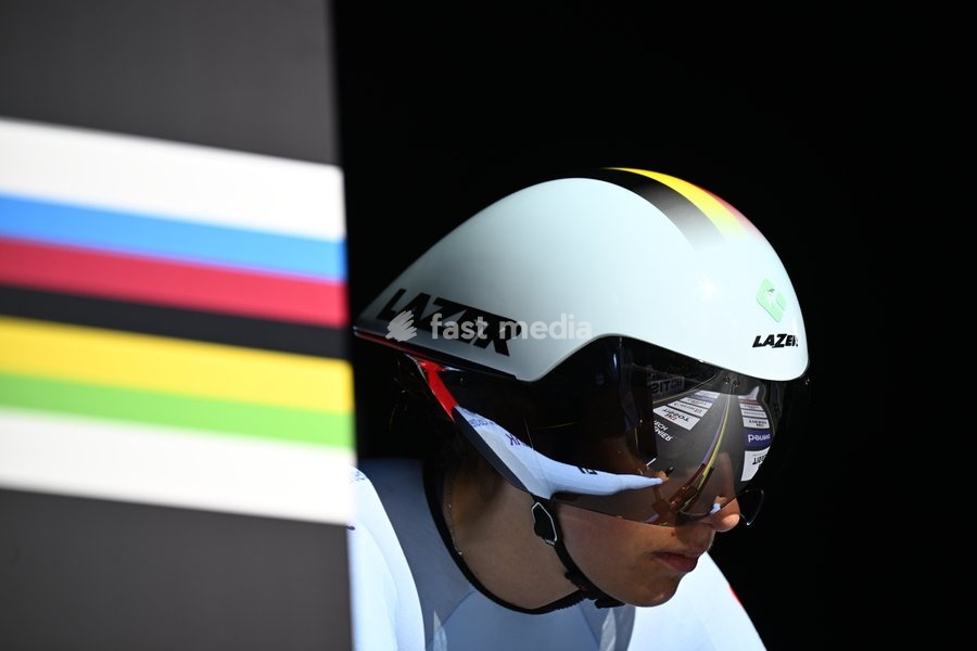 Belgian Luca Vierstraete pictured at the women's U23 individual time trial race (20,3km) at the cycling UCI Road World Championship, in Montreal, Canada, Monday 21 September 2026