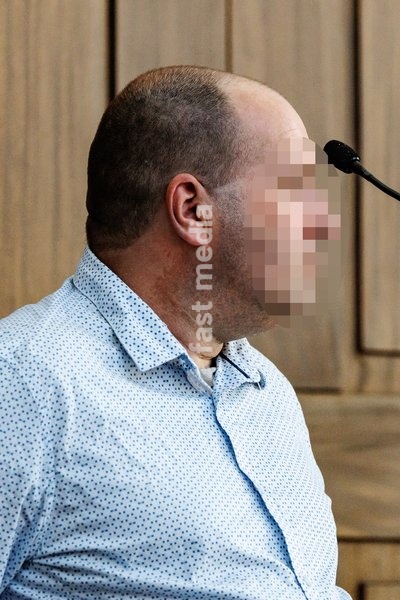 the accused Chris Vanhaverbeke pictured during the composition of the jury for the trial of C. Vanhaverbeke (48), who is facing charges of double murder and attempted murder, before the Assize Court of West-Flanders Province in Brugge, on Monday 21 September 2026