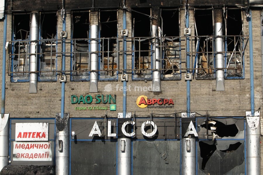 The New Continent shopping centre shows extensive damage after being set ablaze by a targeted Russian jet-drone strike on Saturday evening, September 19, 2026, Dnipro, Ukraine, September 20, 2026