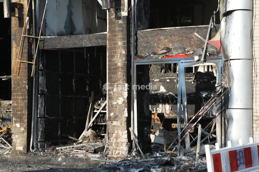 The New Continent shopping centre shows extensive damage after being set ablaze by a targeted Russian jet-drone strike on Saturday evening, September 19, 2026, Dnipro, Ukraine, September 20, 2026
