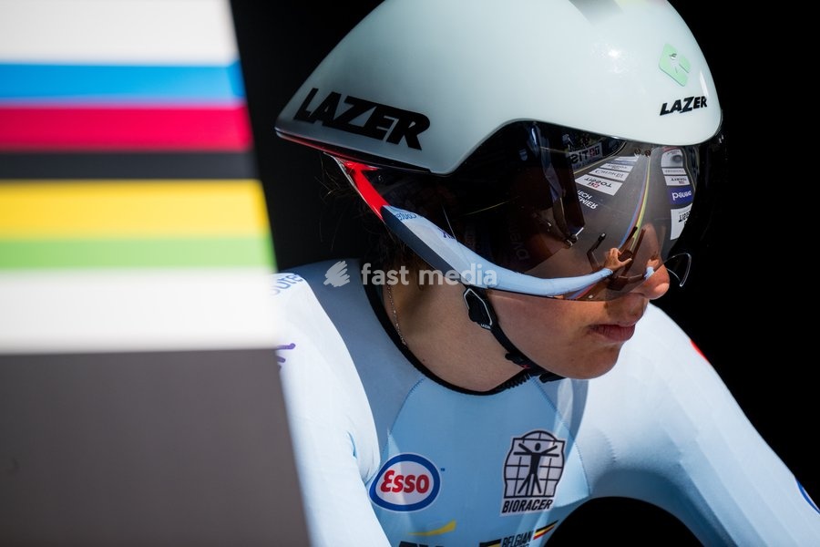 Belgian Luca Vierstraete pictured in action during the women's U23 individual time trial race (20,3km) at the cycling UCI Road World Championship, in Montreal, Canada, Monday 21 September 2026