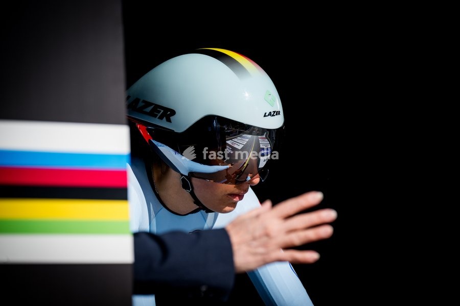 Belgian Luca Vierstraete pictured in action during the women's U23 individual time trial race (20,3km) at the cycling UCI Road World Championship, in Montreal, Canada, Monday 21 September 2026
