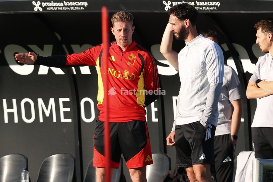Belgium's Kevin De Bruyne pictured at the start of a training session of the Red Devils, the Belgian national soccer team, at the national training center in Tubize, Monday 21 September 2026. The team is preparing for fixtures in the UEFA Nations League competition