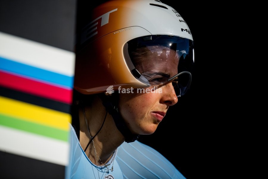 Belgian Febe Jooris is pictured in action during the women's U23 individual time trial race (20,3km) at the cycling UCI Road World Championship, in Montreal, Canada, Monday 21 September 2026