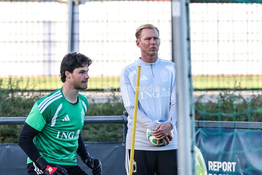 Brian Vandenbussche pictured during a training session of the Red Devils, the Belgian national soccer team, at the national training center in Tubize, Monday 21 September 2026. The team is preparing for fixtures in the UEFA Nations League competition