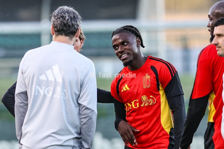 Belgium's Romeo Lavia pictured during a training session of the Red Devils, the Belgian national soccer team, at the national training center in Tubize, Monday 21 September 2026. The team is preparing for fixtures in the UEFA Nations League competition