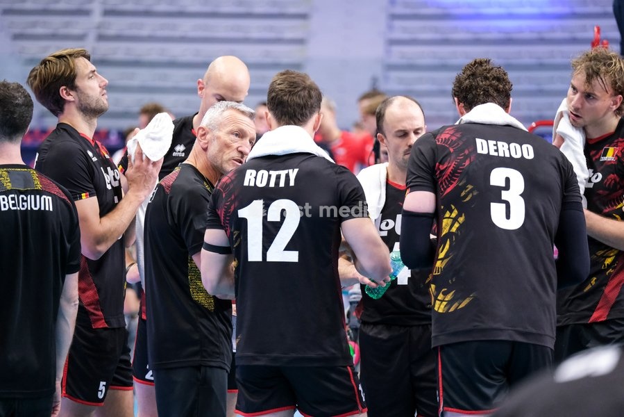 Emanuele Zanini the Head Coach of Belgium during the Belgium vs Czechia match at Final Eight of the CEV Enel EuroVolley 2026 Men at PalaVela in Turin, Italy, on September 21, 2026. Belgium wins the match against Czechia with a score 3-1