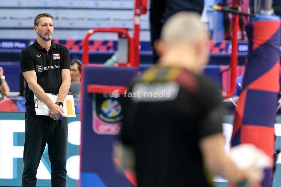 Jiří Novák the Head Coach of Czechia during the Belgium vs Czechia match at Final Eight of the CEV Enel EuroVolley 2026 Men at PalaVela in Turin, Italy, on September 21, 2026. Belgium wins the match against Czechia with a score 3-1