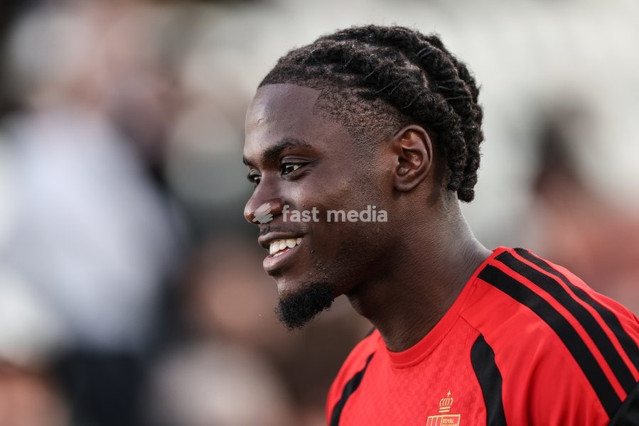 Belgium's Romeo Lavia pictured during a training session of the Red Devils, the Belgian national soccer team, at the national training center in Tubize, Monday 21 September 2026. The team is preparing for fixtures in the UEFA Nations League competition