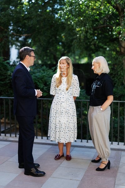 21/09/2026. London, United Kingdom. Lorelle Tolley, Fire Control Commander during Stourbridge Fire and Marie-France van Heel attend Summer Support Thank You Reception hosted by Prime Minister Andy Burnham in the garden of 10 Downing Street