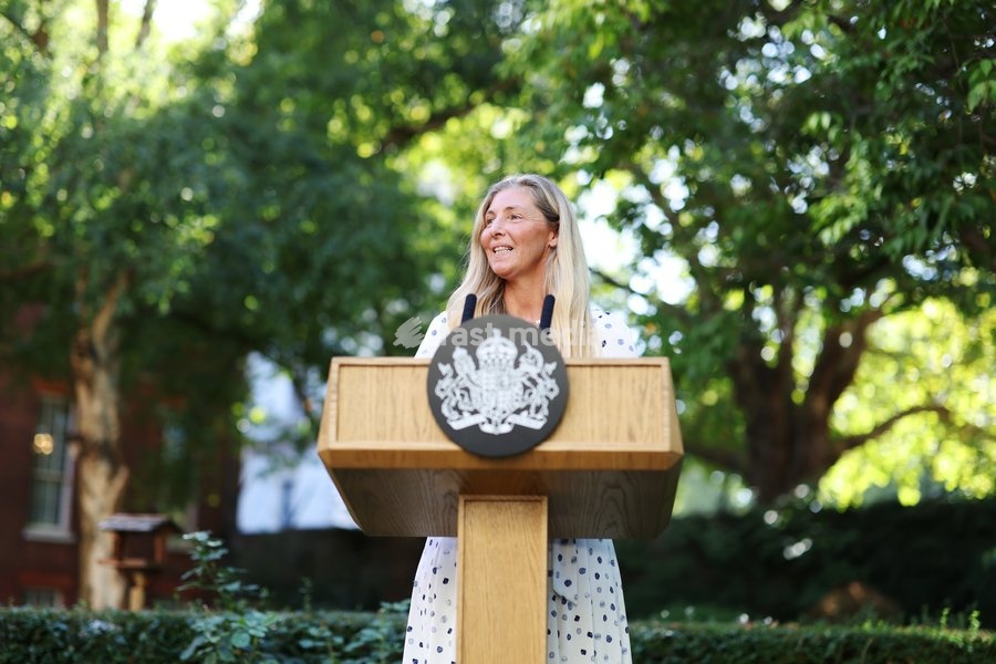 21/09/2026. London, United Kingdom. Lorelle Tolley, Fire Control Commander during Stourbridge Fire attends Summer Support Thank You Reception hosted by Prime Minister Andy Burnham in the garden of 10 Downing Street