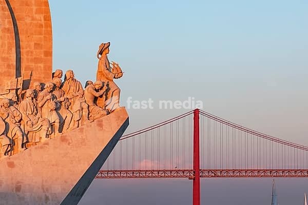 Monument to the Discoveries (Padrao dos Descobrimentos) at sunset, Belem, Lisbon, Portugal
