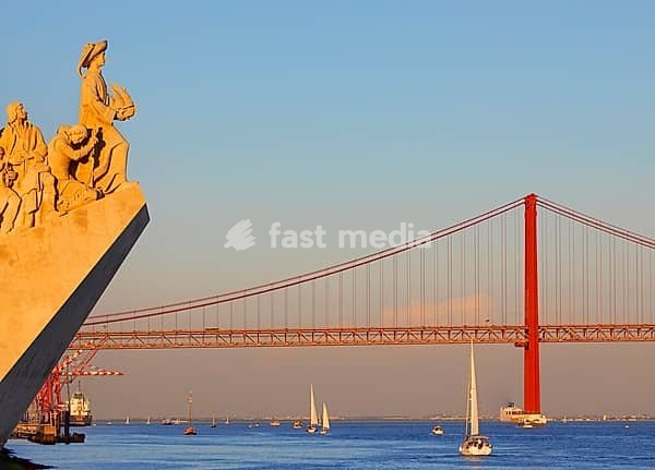 Monument to the Discoveries (Padrao dos Descobrimentos) at sunset, Belem, Lisbon, Portugal