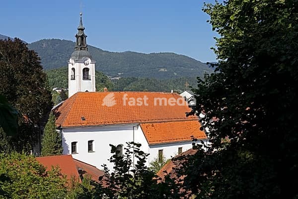 Church, Fanciscan monastery, Frančiškanski samostan Kamnik, mountains, Kamnik, Upper Carniola, Slovenia