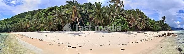 Stunning high resolution beach panorama taken on the paradise islands Seychelles