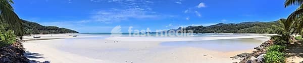 Stunning high resolution beach panorama taken on the paradise islands Seychelles