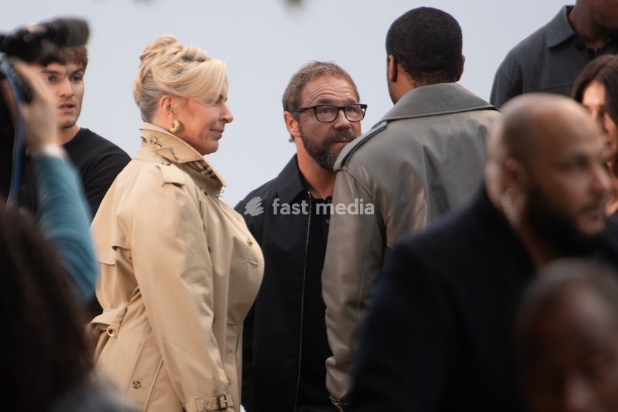 (L-R) - Hannah Walters, Stephen Graham and Chiwetel Ejiofor attends Burberry's SS27 Runway Show during London Fashion Week at Chelsea College of Arts, London, England, UK on Monday 21 September, 2026