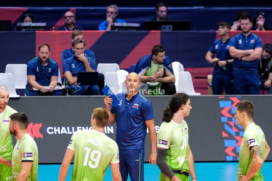Fabio Soli the Head Coach of Slovenia during the Slovenia vs Serbia match at Final Eight of the CEV Enel EuroVolley 2026 Men at PalaVela in Turin, Italy, on September 21, 2026. Slovenia wins the match against Serbia with a score 3-0