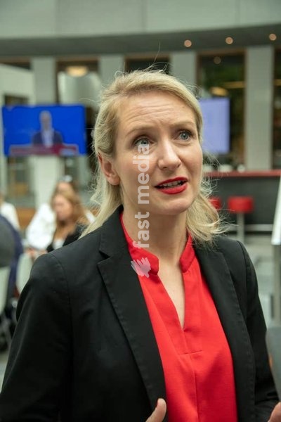 Ines Schwerdtner, journalist, politician, Die Linke, Germany; a portrait of the party leader of ‘Die Linke’ at the Federal Press Conference following the party’s victory in the Berlin House of Representatives elections. Berlin, 21 September 2026
