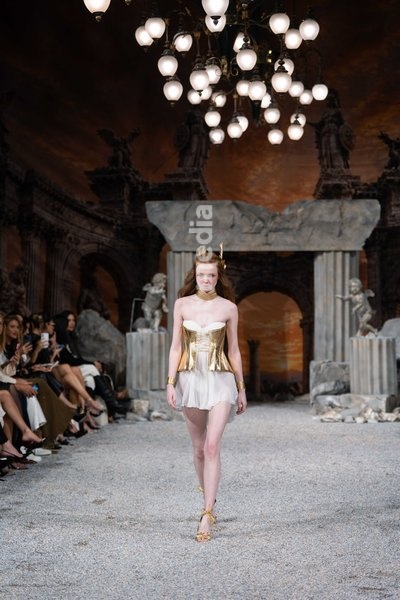 A model walks the runway at the Aadnevik Catwalk Show 2026 on September 21, 2026 in London, England
