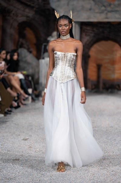 A model walks the runway at the Aadnevik Catwalk Show 2026 on September 21, 2026 in London, England