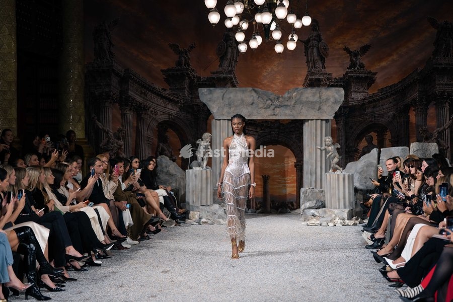 A model walks the runway at the Aadnevik Catwalk Show 2026 on September 21, 2026 in London, England