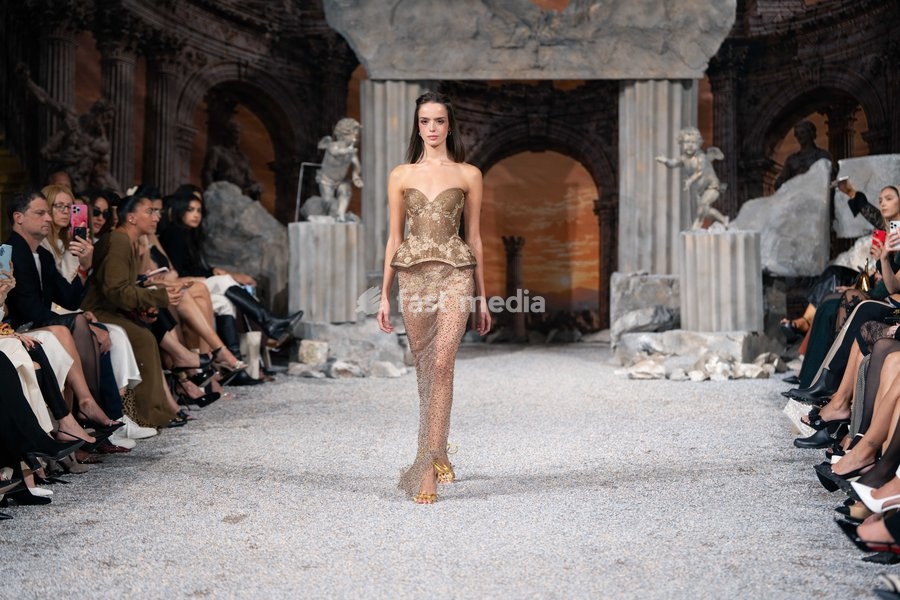 A model walks the runway at the Aadnevik Catwalk Show 2026 on September 21, 2026 in London, England