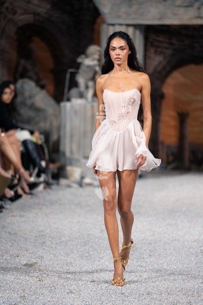 A model walks the runway at the Aadnevik Catwalk Show 2026 on September 21, 2026 in London, England