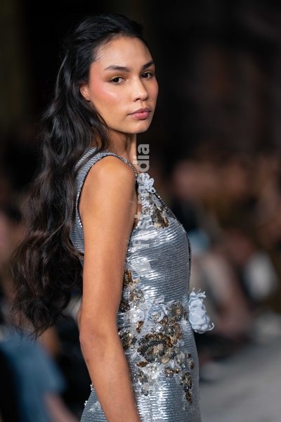 A model walks the runway at the Aadnevik Catwalk Show 2026 on September 21, 2026 in London, England