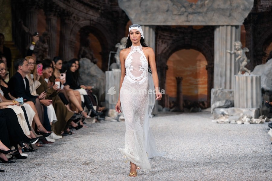A model walks the runway at the Aadnevik Catwalk Show 2026 on September 21, 2026 in London, England
