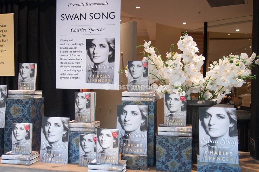 A general view of Earl Spencer's (Charles Spencer) new book, a memorial of his late sister Princess Diana titled 'Swan Song: Diana, My Sister' at Waterstones Piccadilly in London, England, UK on Tuesday 22 September, 2026 which is being released today