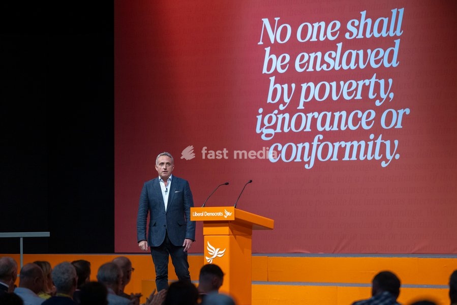 22 September 2026 - Brighton, UK. Alex Cole-Hamilton, Leader of the Scottish Liberal Democrats and MSP for Edinburgh North Western, delivers a speech on the final day of the Liberal Democrat Autumn Conference in Brighton