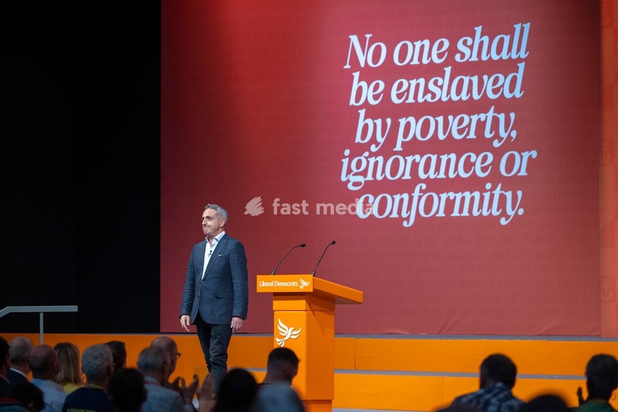 22 September 2026 - Brighton, UK. Alex Cole-Hamilton, Leader of the Scottish Liberal Democrats and MSP for Edinburgh North Western, delivers a speech on the final day of the Liberal Democrat Autumn Conference in Brighton