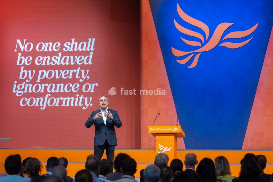22 September 2026 - Brighton, UK. Alex Cole-Hamilton, Leader of the Scottish Liberal Democrats and MSP for Edinburgh North Western, delivers a speech on the final day of the Liberal Democrat Autumn Conference in Brighton