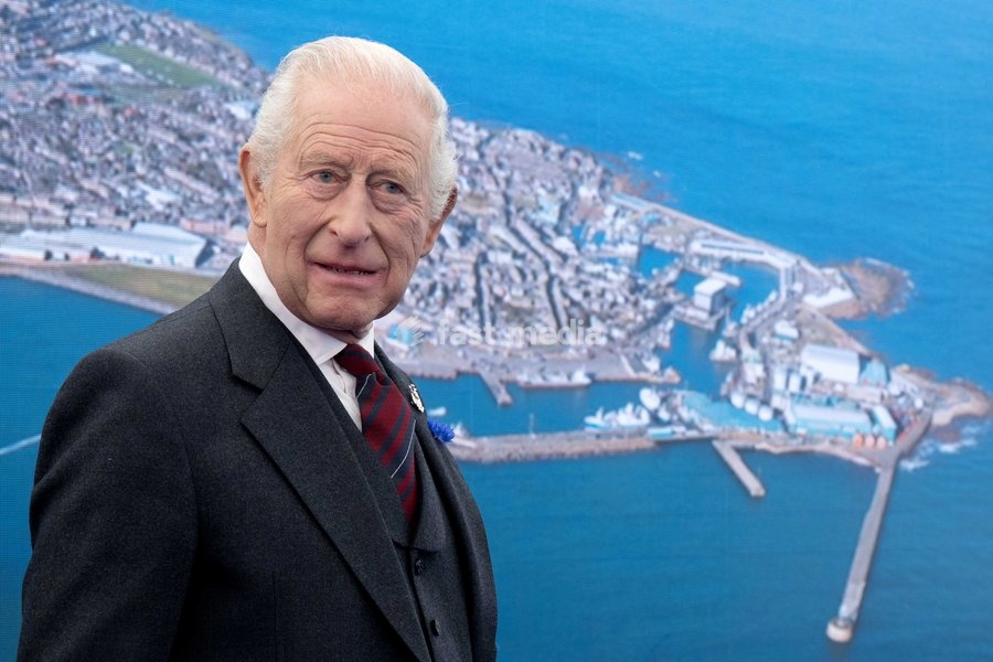 King Charles III during a visit to Peterhead Port, Aberdeenshire, to meet organisations involved in the area's local energy ecosystem, which is helping to drive the UK's transition to clean and renewable energy. Picture date: Tuesday September 22, 2026